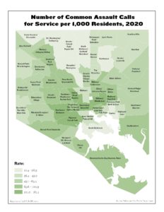Number of Common Assault Calls for Service per 1,000 Residents (2020)