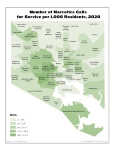 Number of Narcotics Calls for Service per 1,000 Residents (2020)
